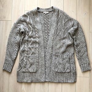 Madewell Wool Alpaca Blend Cable Knit Textured Open Front Cardigan Size S